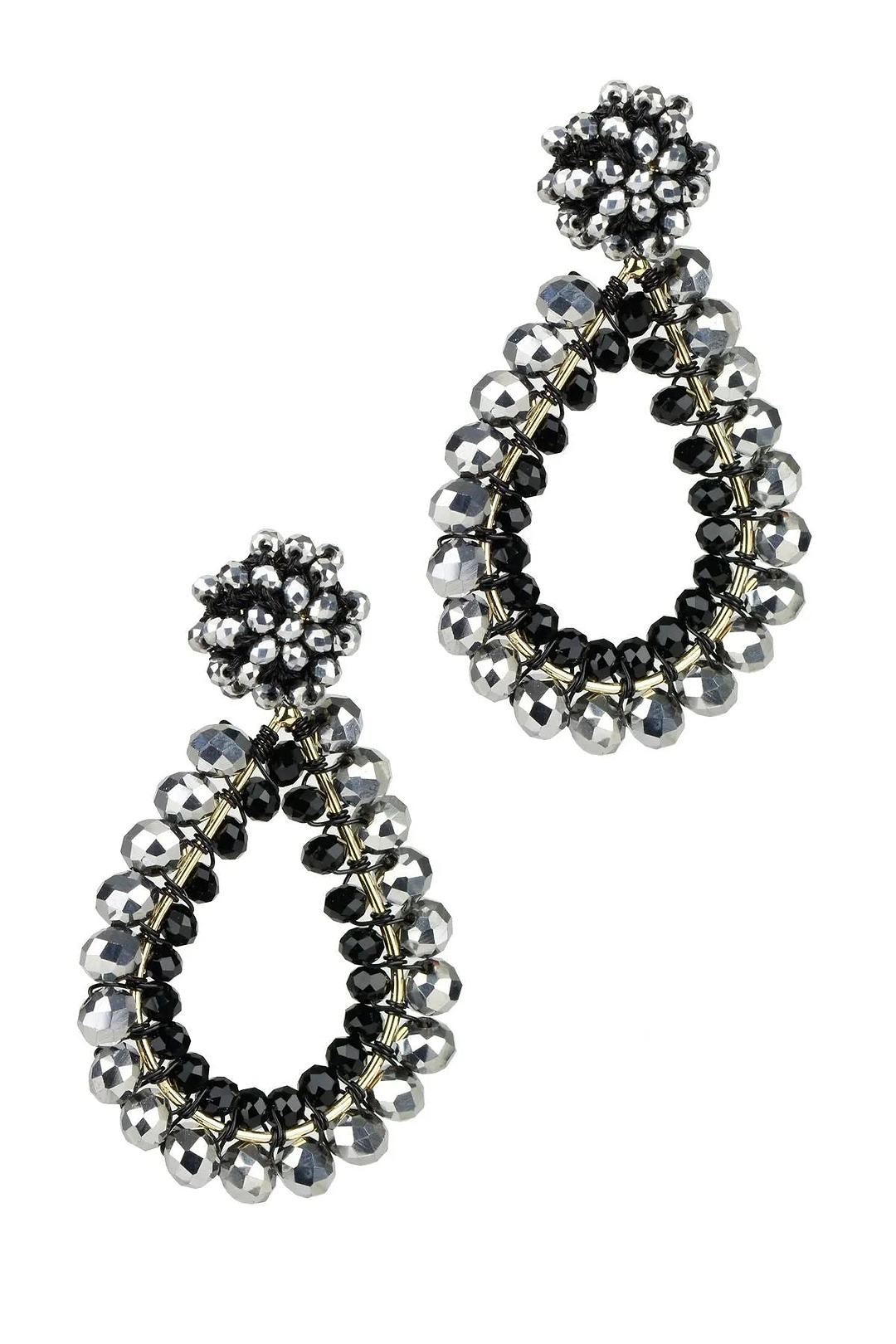 Rajani Cluster Bead Teardrop Earring Gray