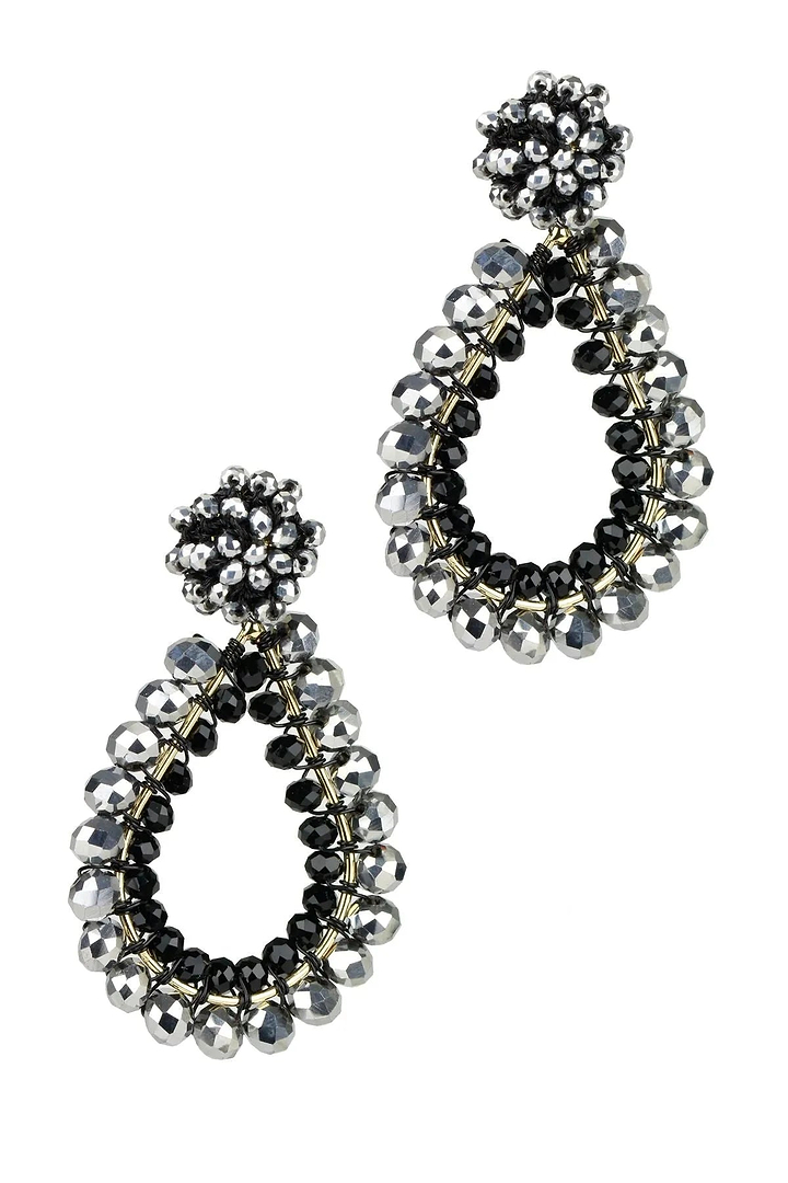 Rajani Cluster Bead Teardrop Earring Gray