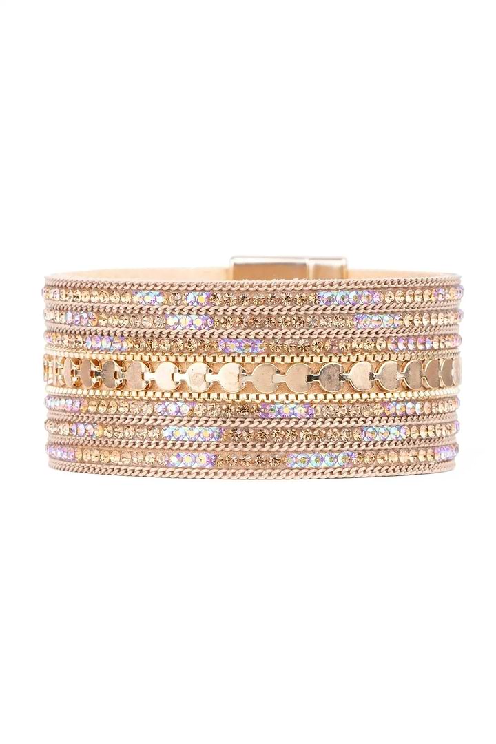 Faux Suede Glistening Gold Bracelet Gold