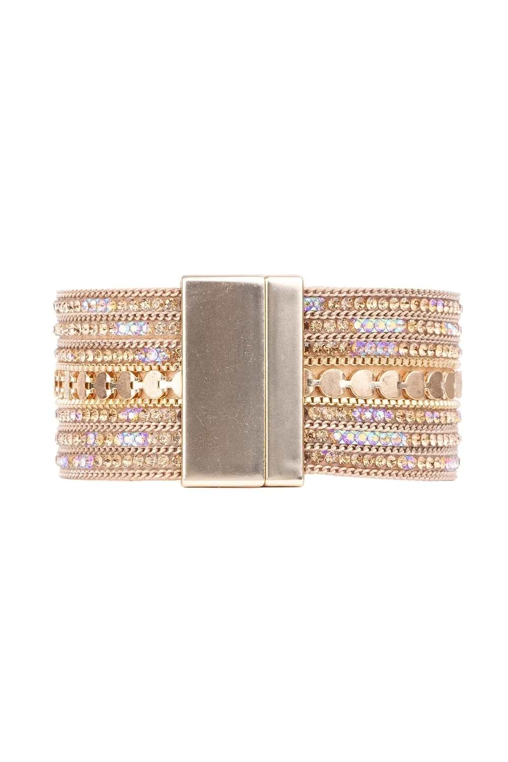 Faux Suede Glistening Gold Bracelet Gold