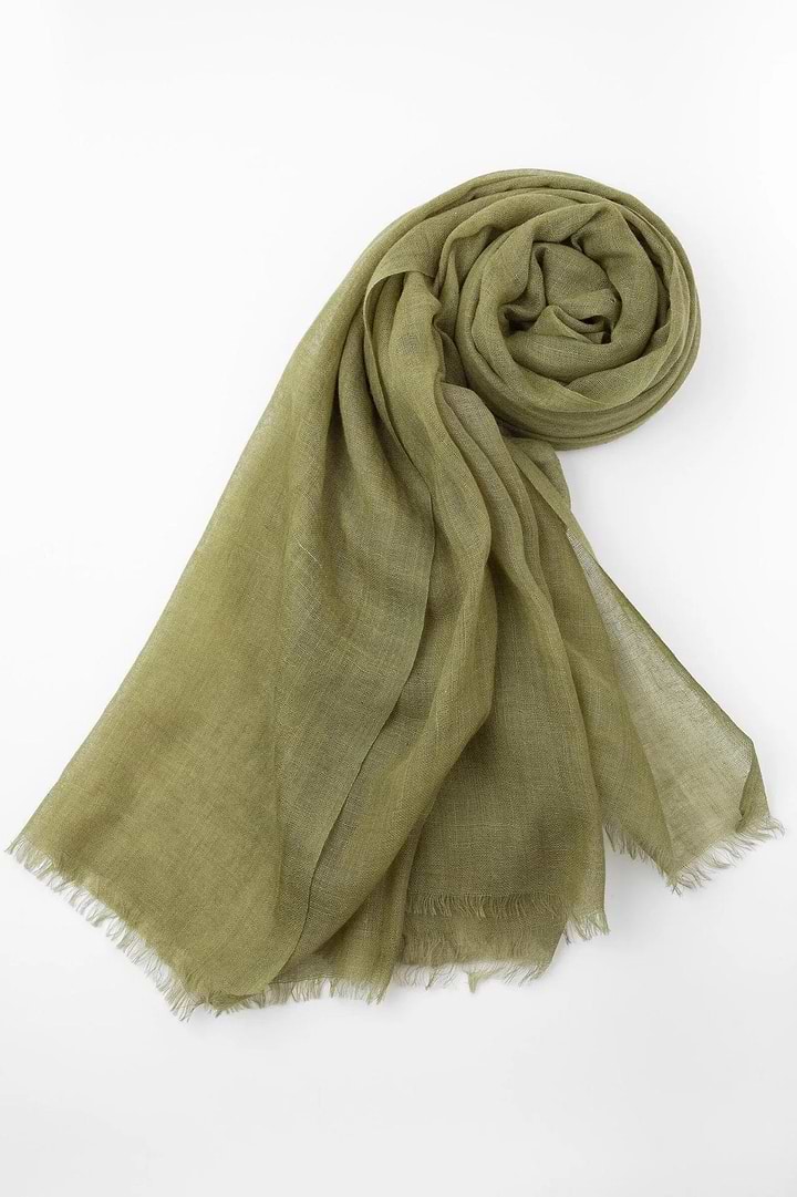 Woolen Fringe Scarf - Olive Drab