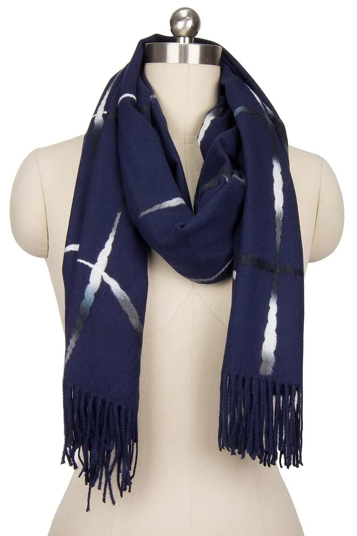 Window Fringed Scarf Dark Slate Blue