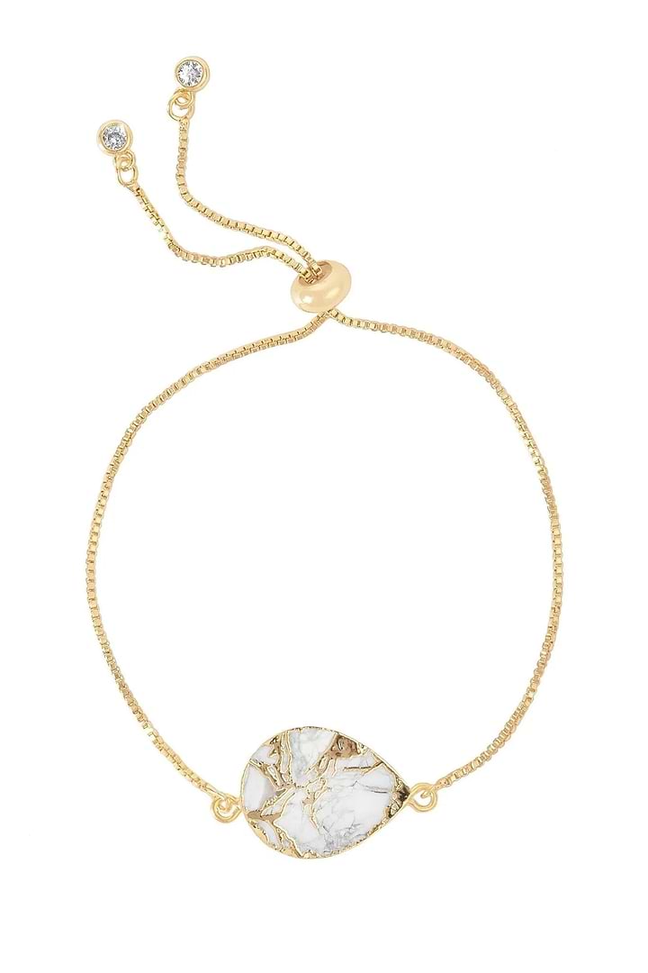 Mojave Pear Shape Gemstone Adjustable Bracelet White