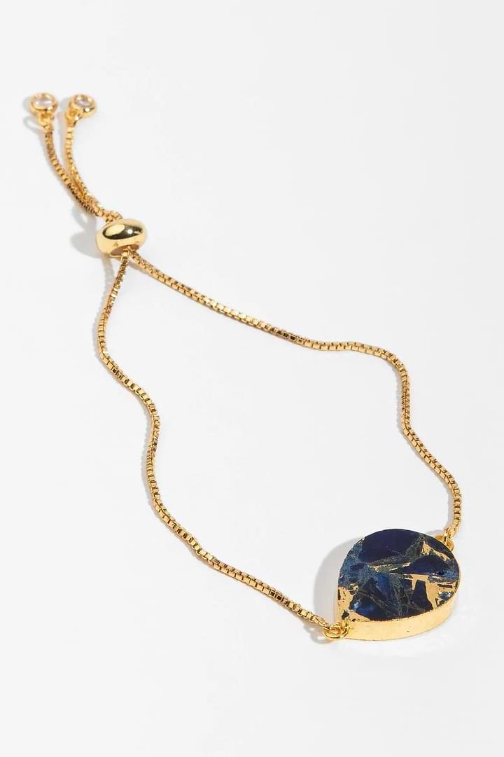Mojave Pear Shape Gemstone Adjustable Bracelet Navy