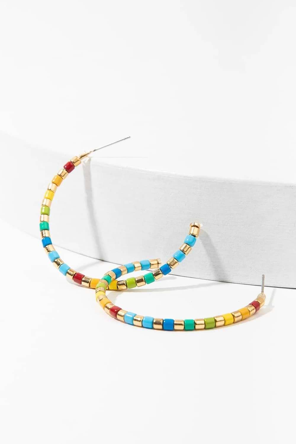 Golden Rainbow Hoop Earrings Light Multi