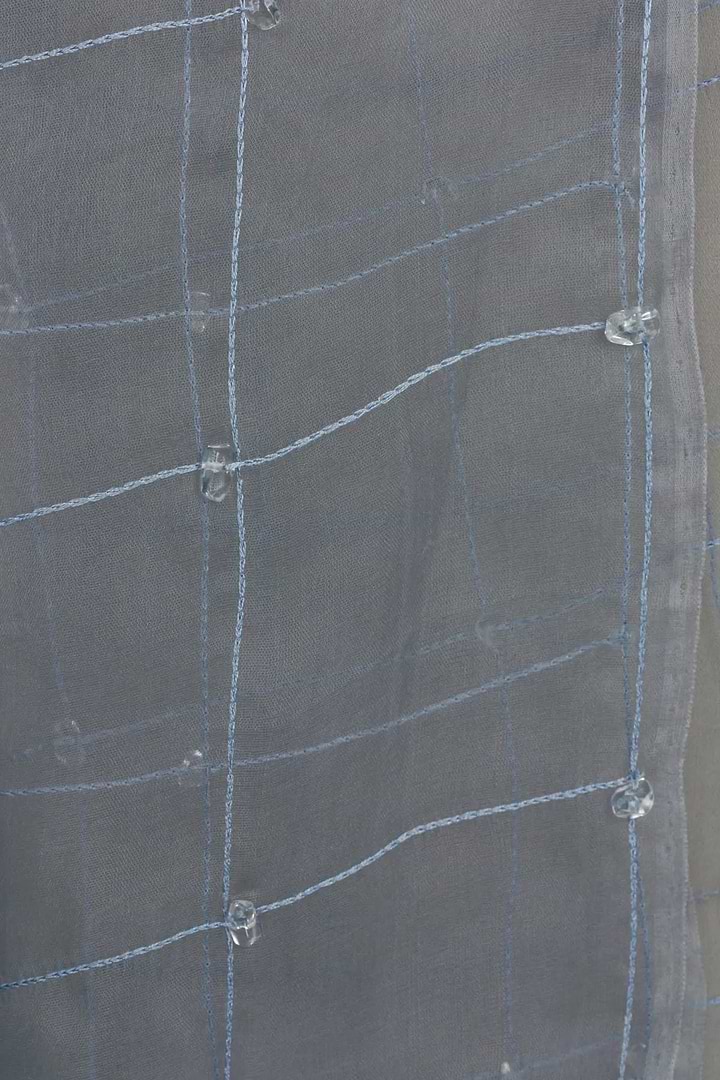 Embroidered Silk Fringed Scarf Light Slate Gray