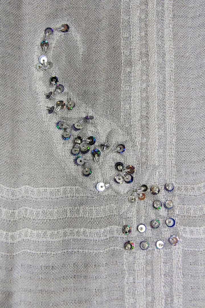 Sequin Oversized Block Scarf - Beige