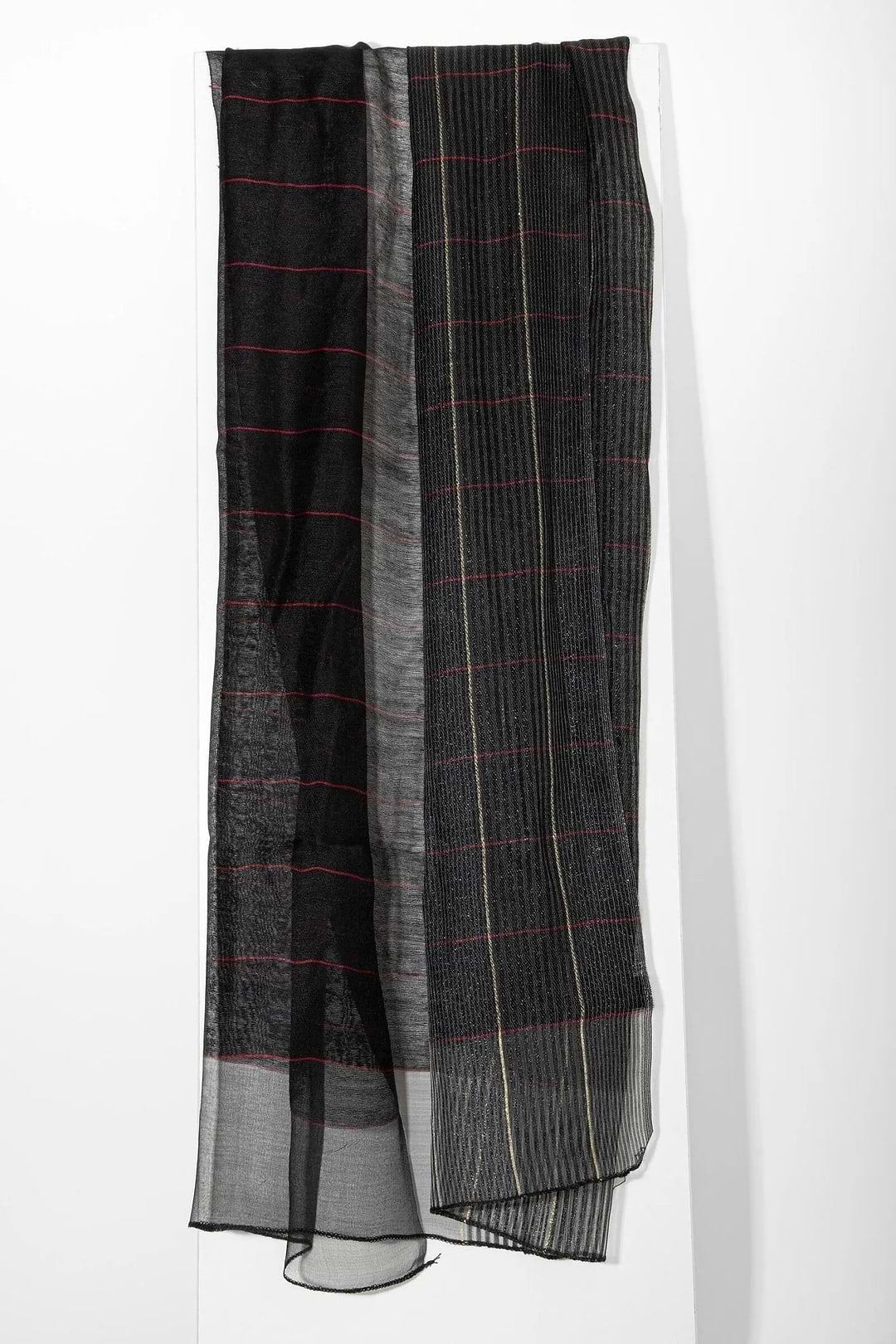 Plaid Patterned Reversible Scarf - Black