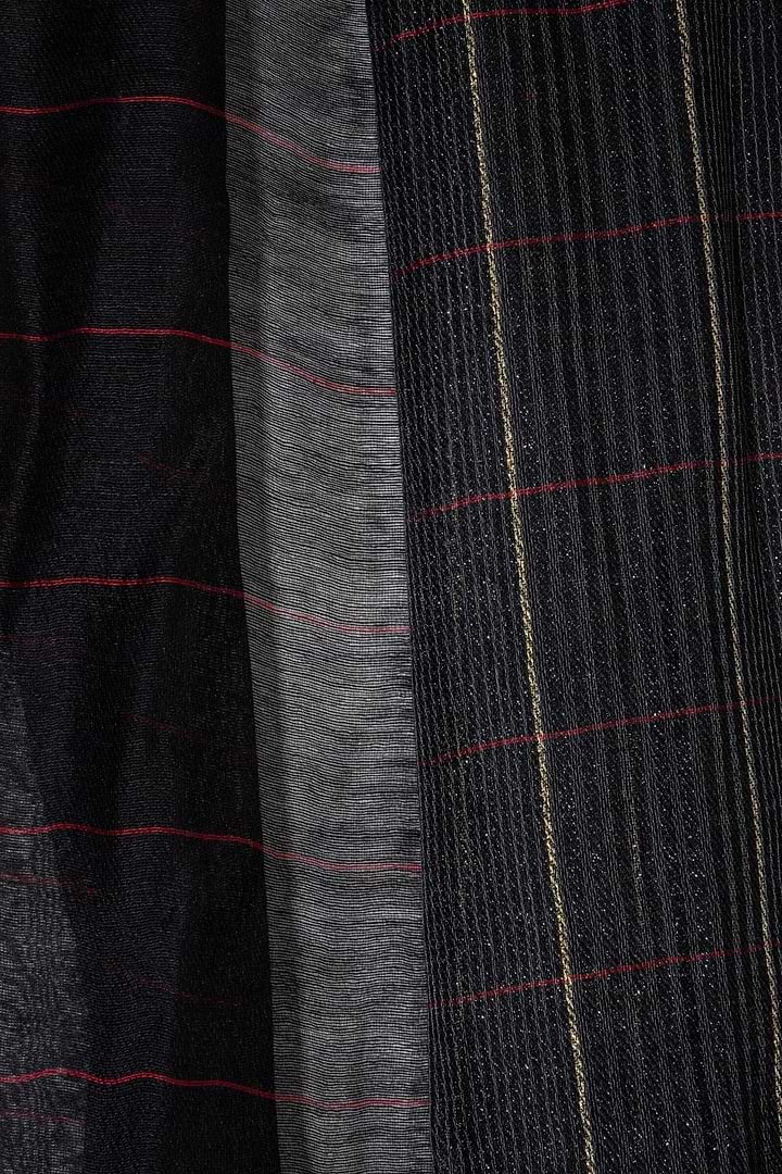 Plaid Patterned Reversible Scarf - Black