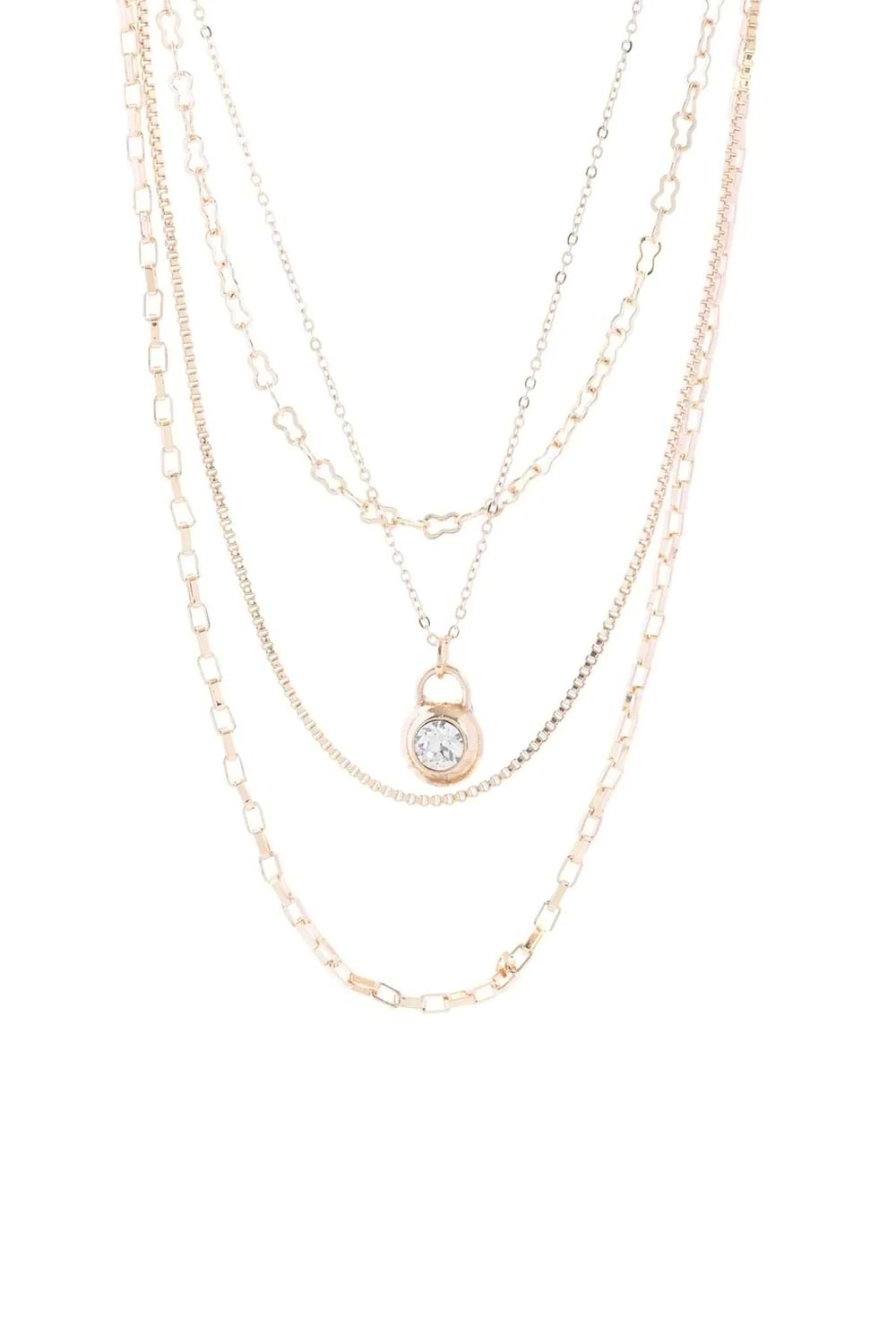 Layered Gold Chain Delicate Pendant Necklace - Gold