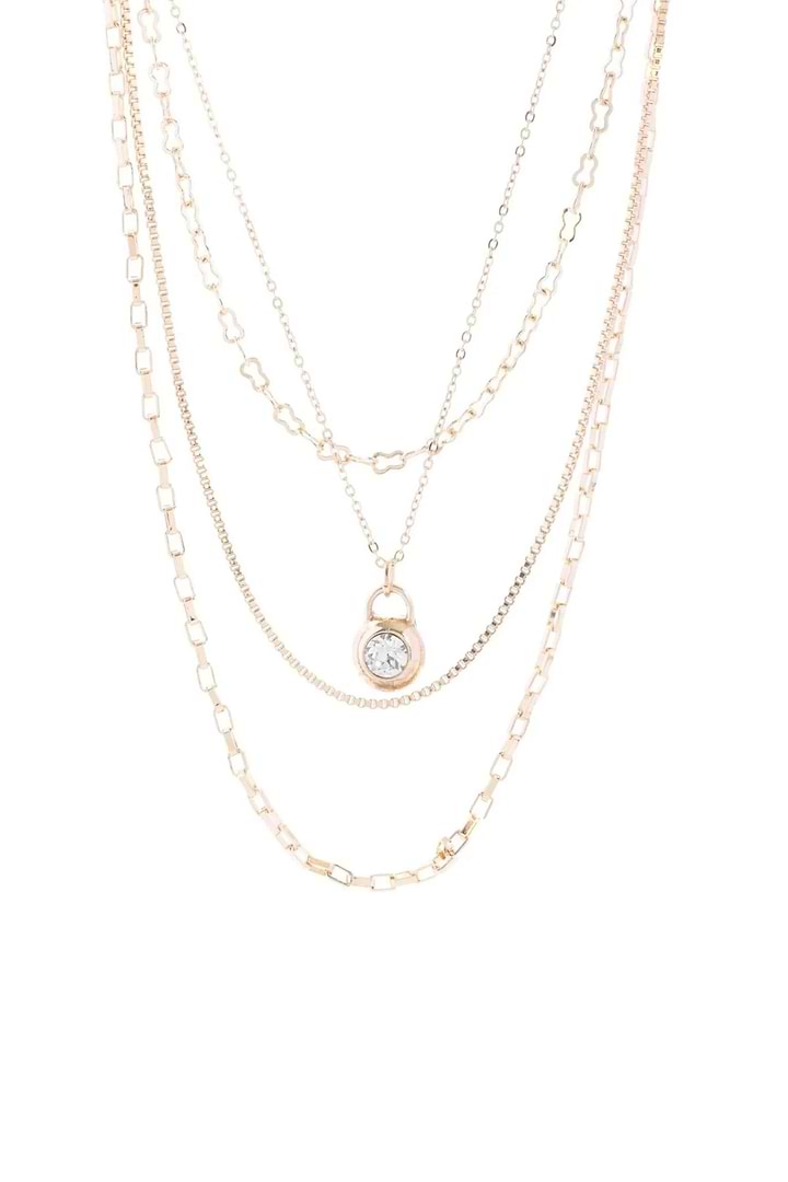 Layered Gold Chain Delicate Pendant Necklace - Gold
