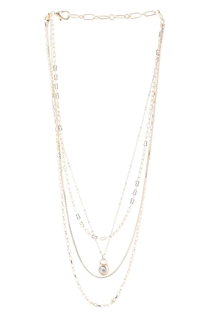 Layered Gold Chain Delicate Pendant Necklace - Gold