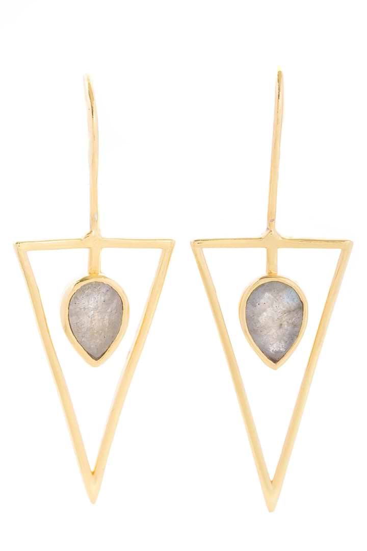 Minimalist Gemstone Drop Earring Light Gray