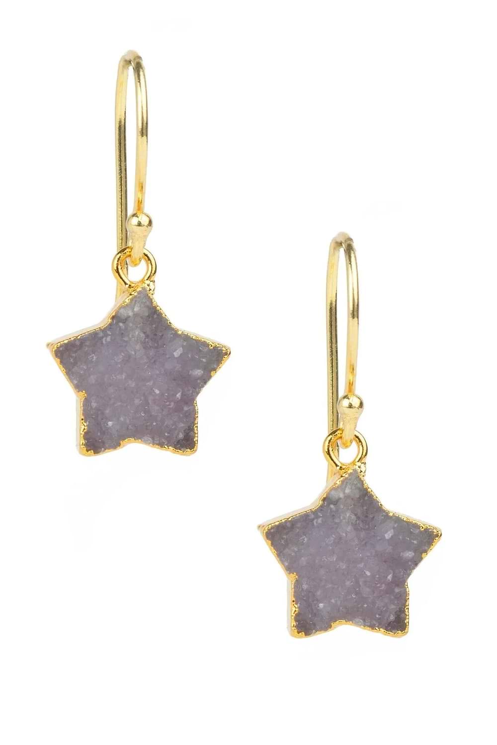 Star Charm Drop Star Shaped Druzy Earrings Thistle