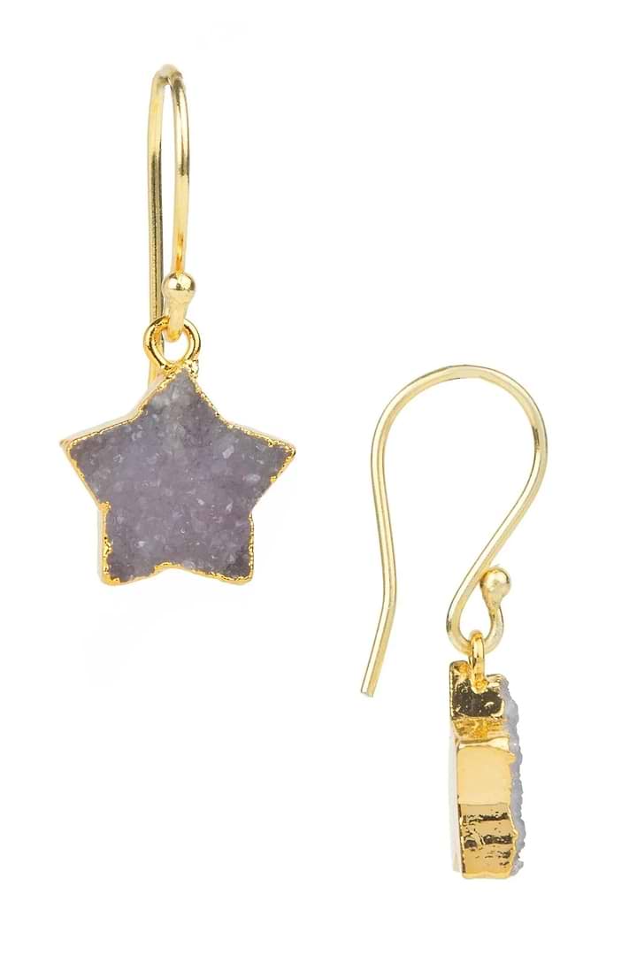 Star Charm Drop Star Shaped Druzy Earrings Thistle