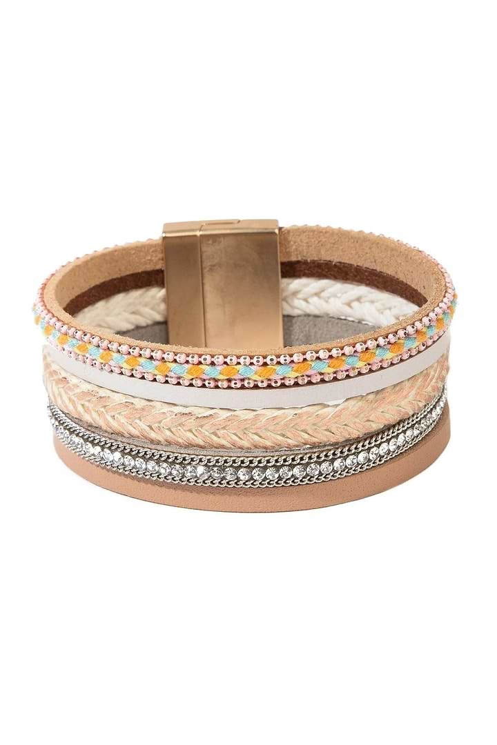 Rockaway Braided Leather Bracelet Bisque