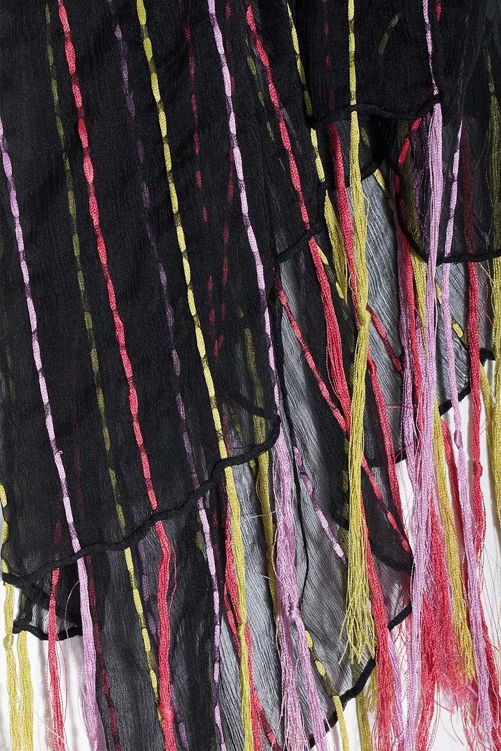 Rio Silk Scarf with Tassel - Black