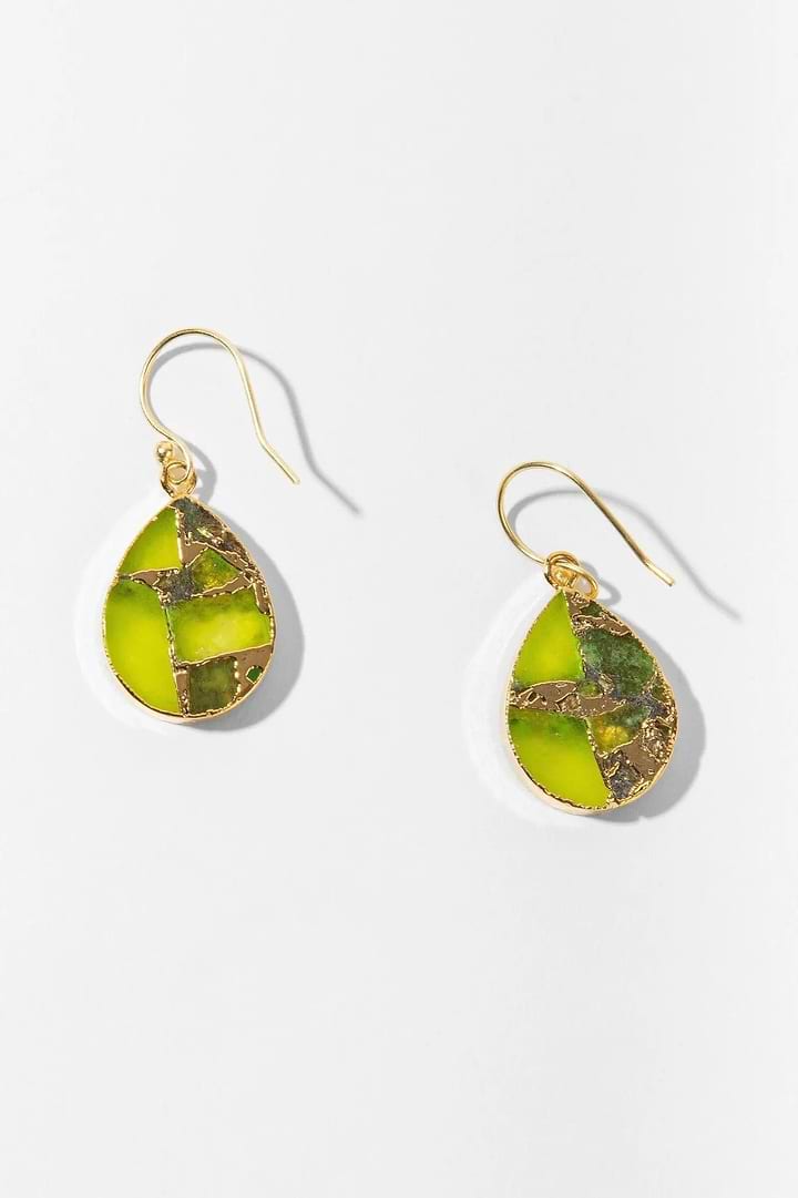 Mojave Pear Shape Gemstone Earrings Lawn Green