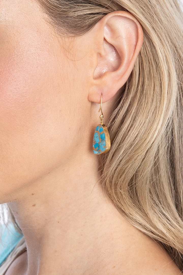 Mojave Triangle Mixed Gemstone Earring Turquoise