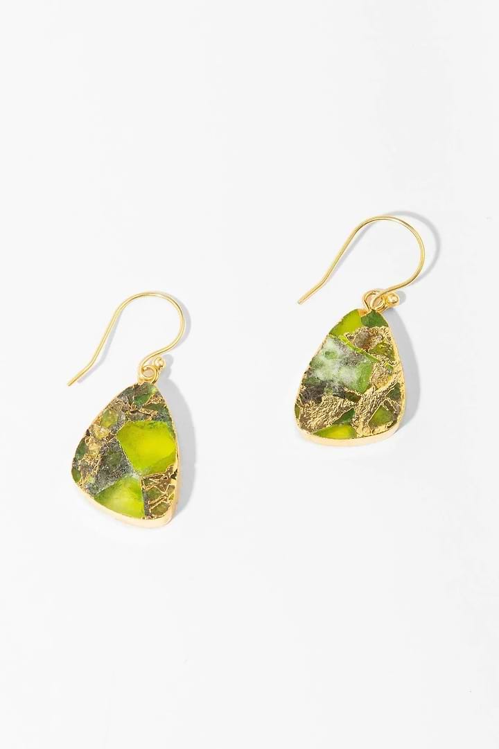 Mojave Triangle Mixed Gemstone Earring Green Yellow