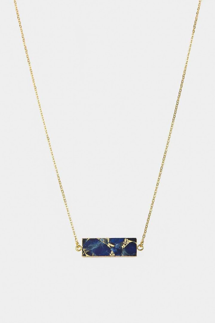 Mojave Rectangle Gemstone Necklace Navy