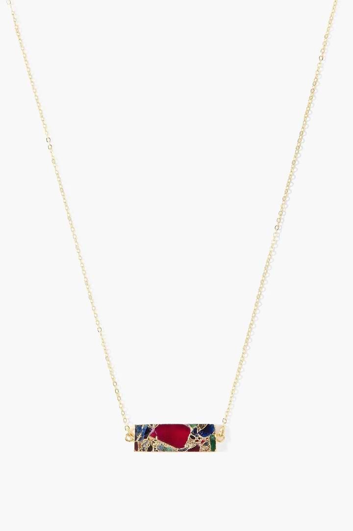 Mojave Rectangle Gemstone Necklace Crimson