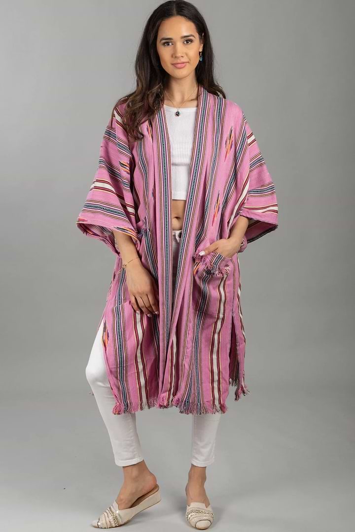 Ikat Striped Jacket Pink