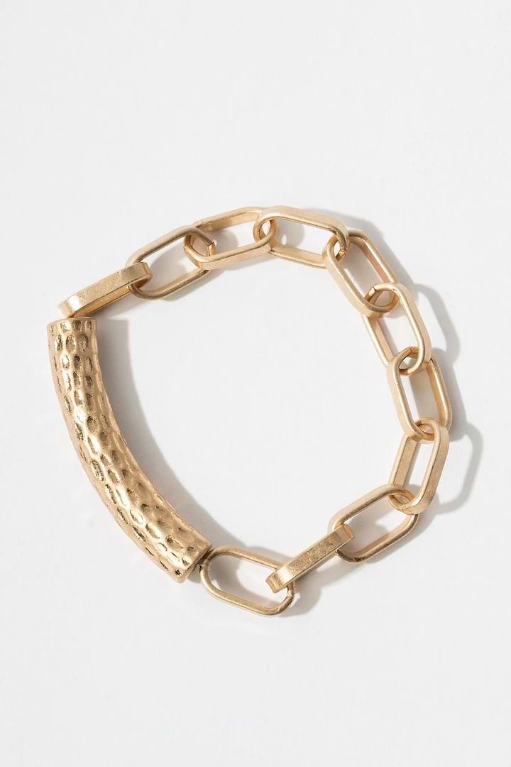 Metallic Beaded Chain Trio Bracelet - Gold