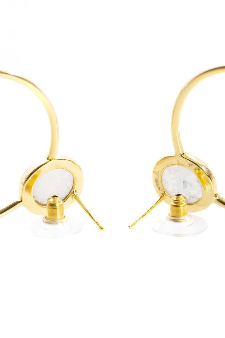 Gemstone Adorned Hoop Earrings Gainsboro