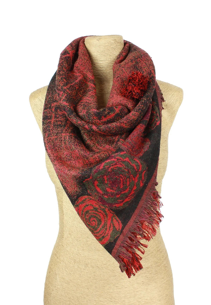 Triangular Mixed Woven Scarf Firebrick