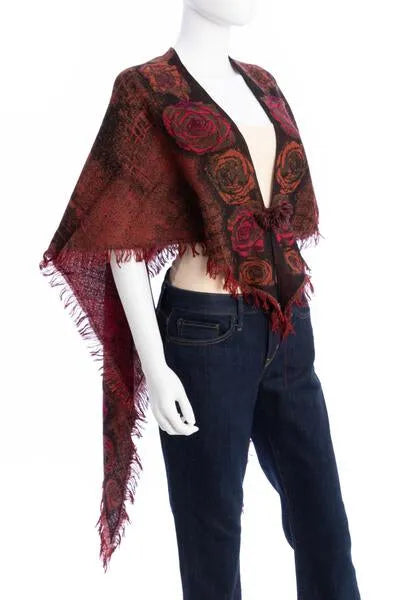 Triangular Mixed Woven Scarf Firebrick