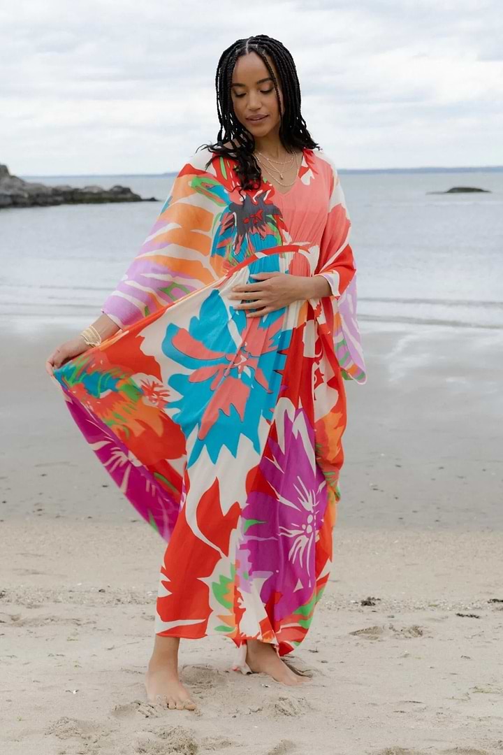 Multicolor Floral Kaftan Maxi - Dark Multi