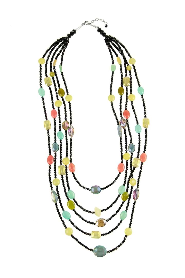 Multi Stone Statement Necklace Black