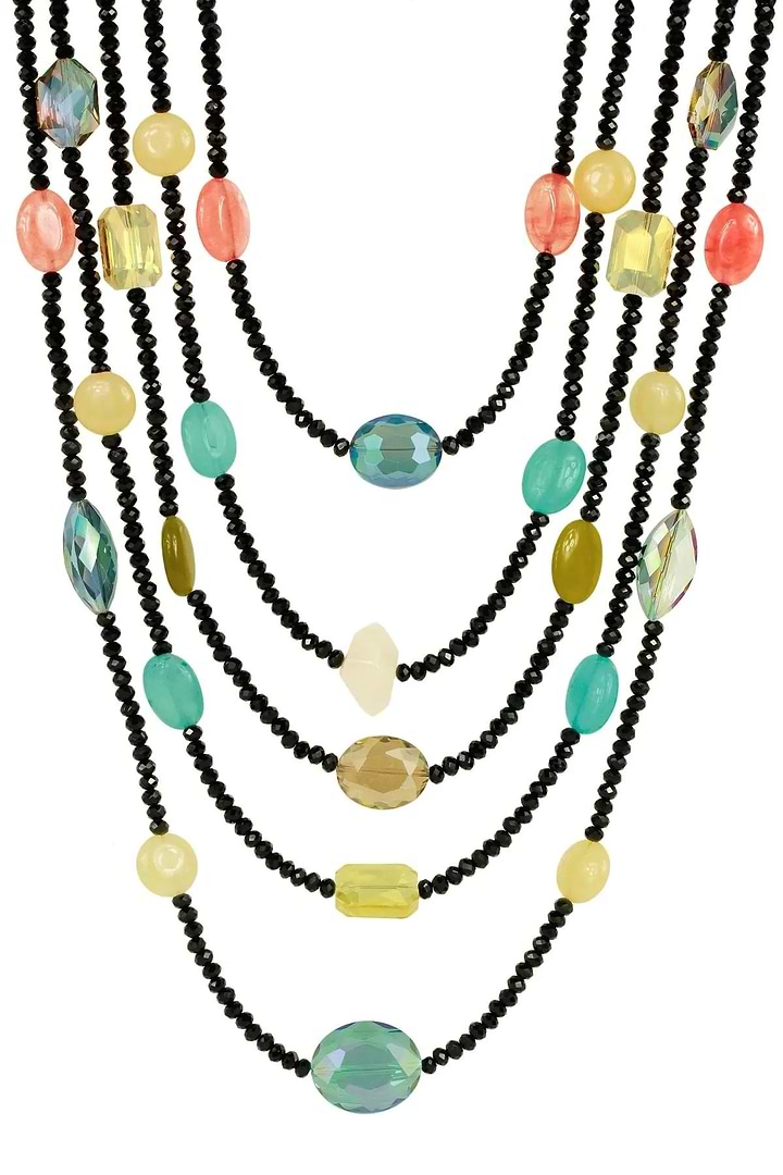 Multi Stone Statement Necklace Black