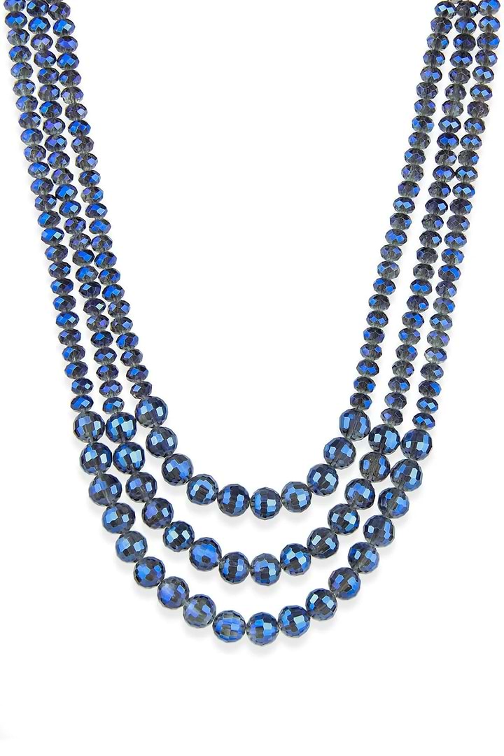 3 Tier Crystal Bead Necklace Royal Blue