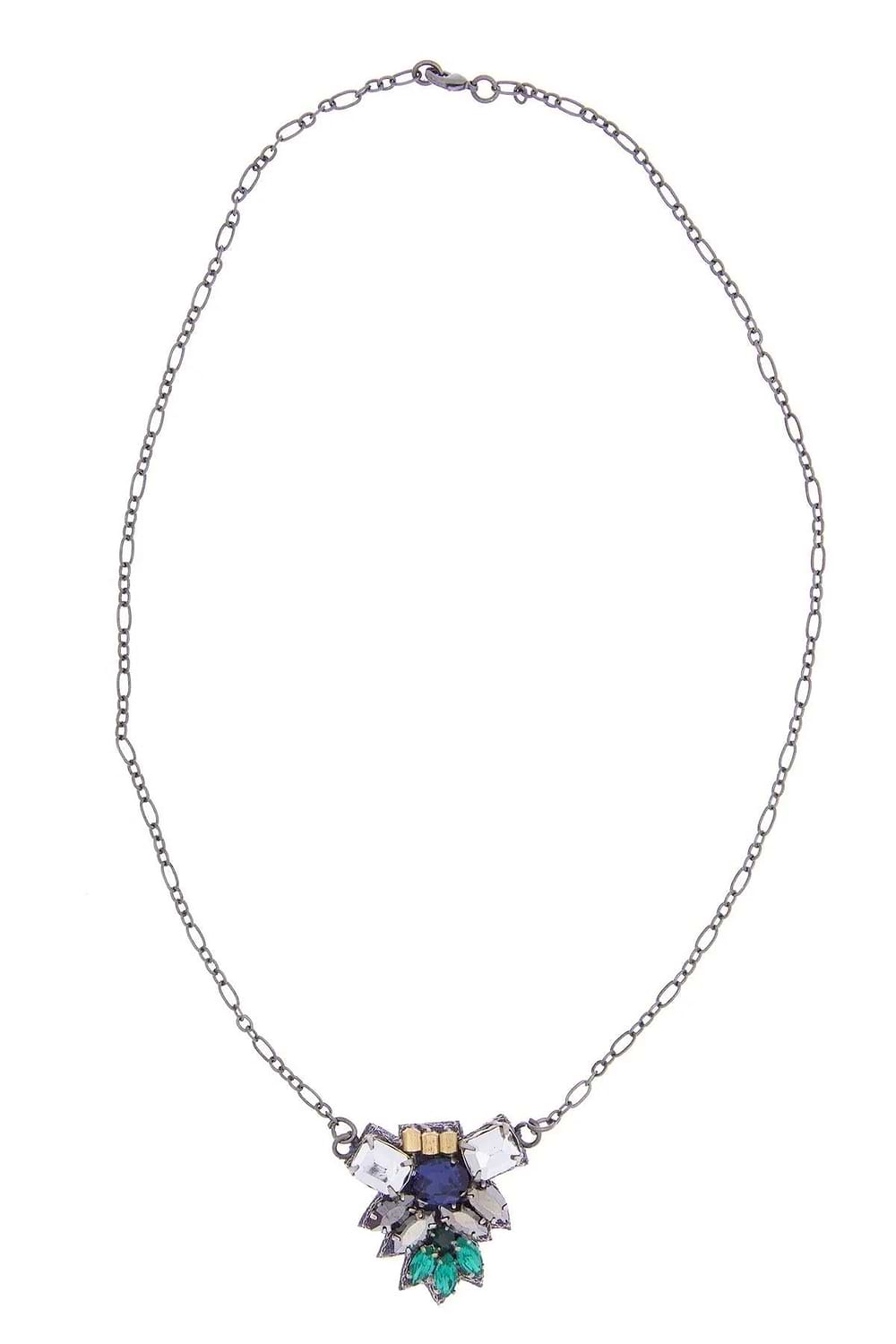 Modern Mosaic Crystal Pendant Necklace Gainsboro