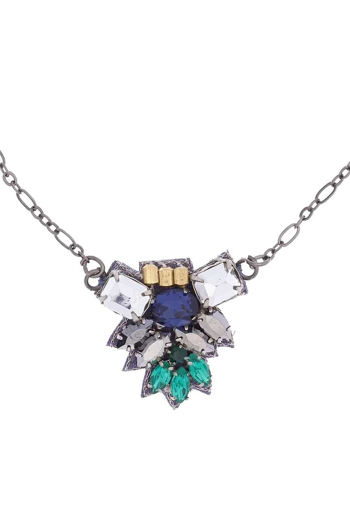 Modern Mosaic Crystal Pendant Necklace Gainsboro