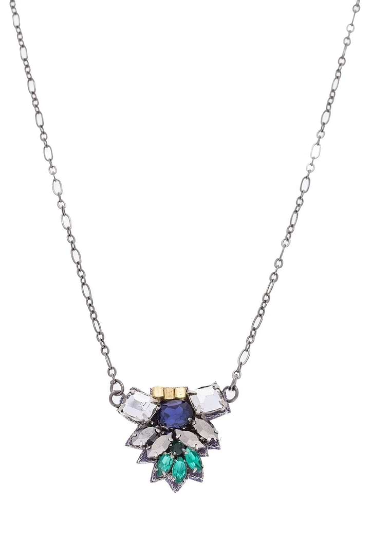 Modern Mosaic Crystal Pendant Necklace Gainsboro