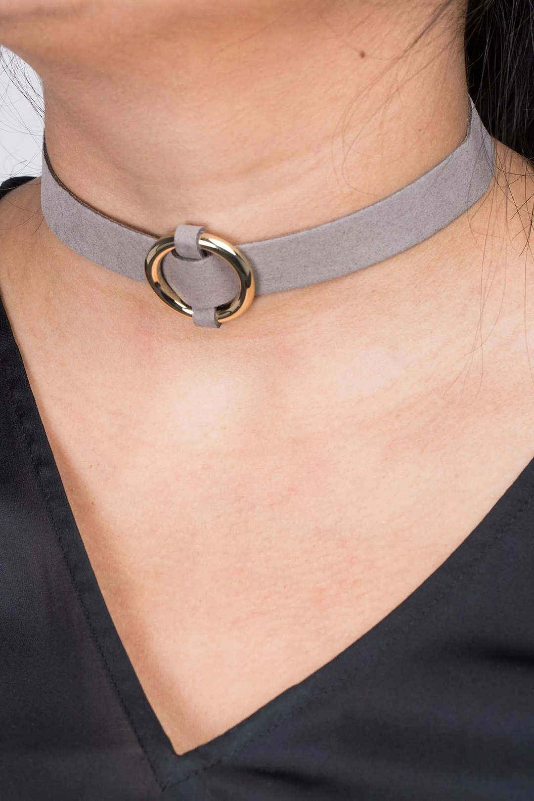 Ring Choker Necklace Gray