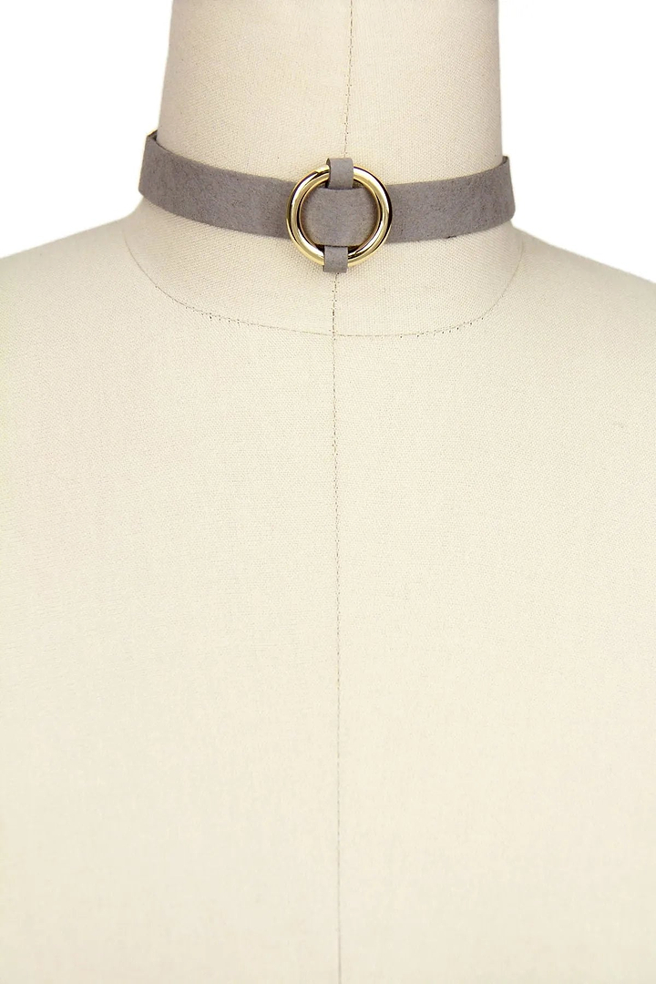 Ring Choker Necklace Gray