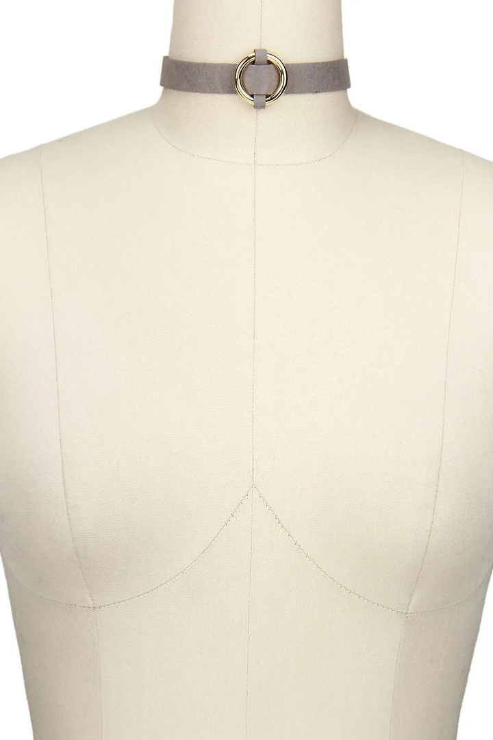 Ring Choker Necklace Gray