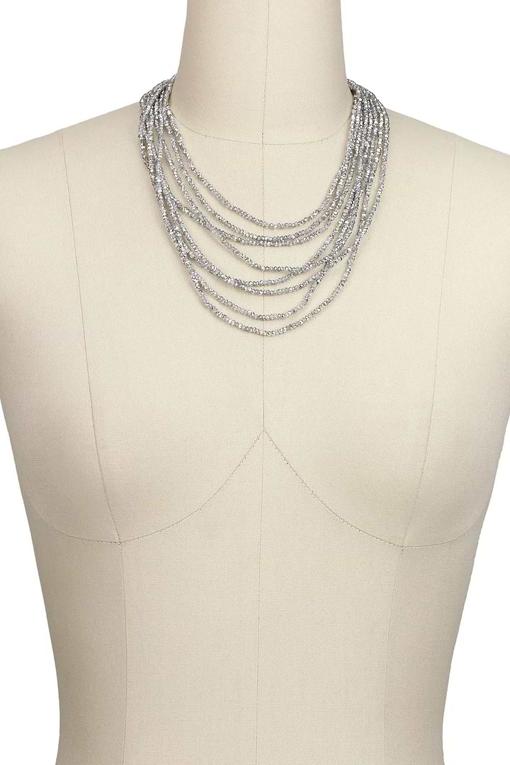 Long Multi Strand Crystal Necklace Gainsboro