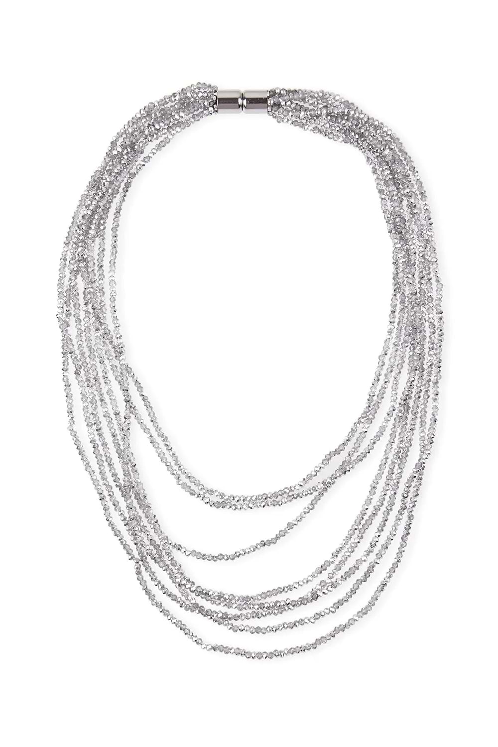 Long Multi Strand Crystal Necklace Gainsboro