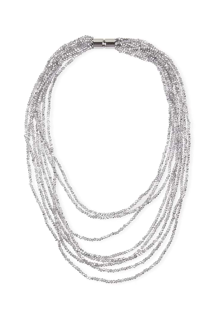 Long Multi Strand Crystal Necklace Gainsboro
