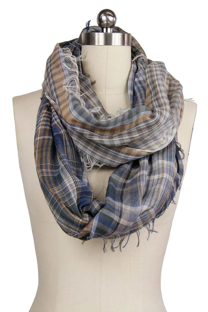 Penelope Plaid Infinity Scarf Light Gray