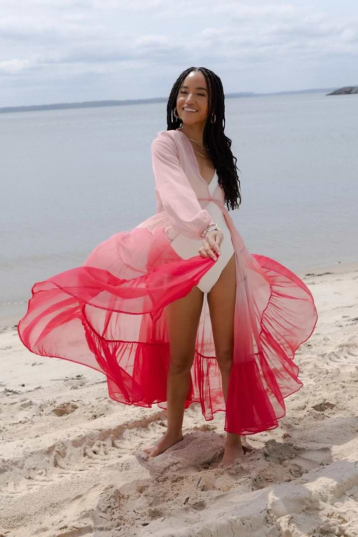 Ombré Tiered Sheer Kimono - Pink