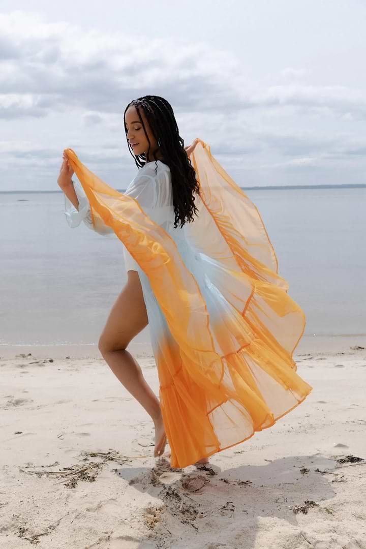 Ombré Tiered Sheer Kimono - Light Blue