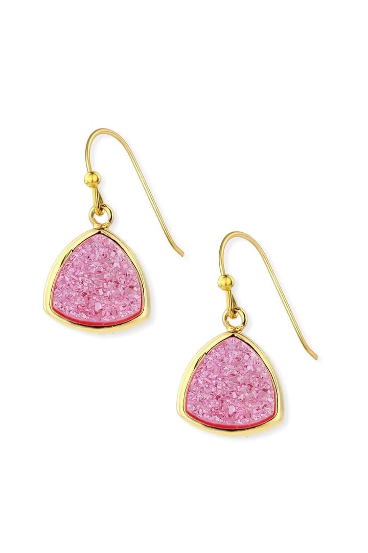 Pink Triangle Druzy Dangle Earring - SAACHI