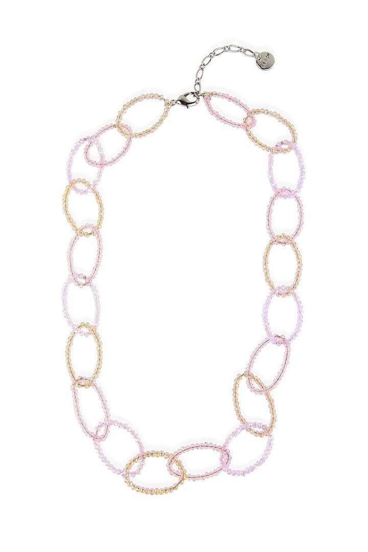 Sampark Oval Linked Collar Necklace Light Pink
