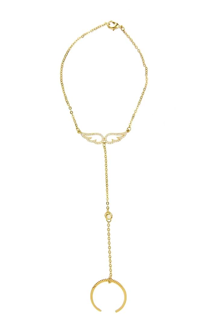 Angel Wing Bracelet Ring Set Gold